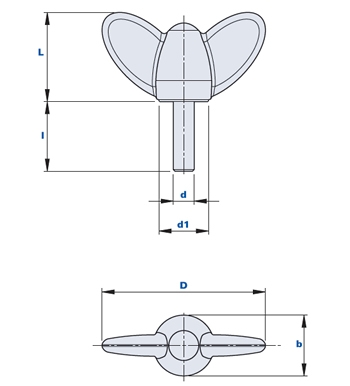 Flügelschraube mit Gewindestift