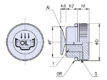 Bouchon d'évent moleté avec disque brise-jet et filtre