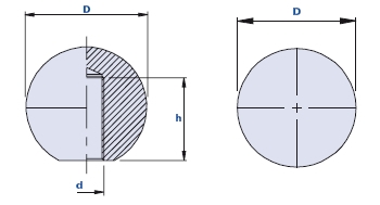Bouton sphérique avec trou fileté borgne