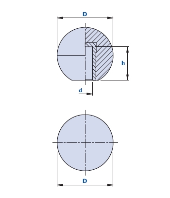 Bouton sphérique avec douille filetée borgne