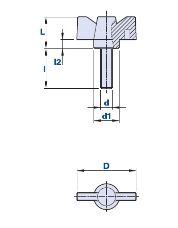 Flügelschraube mit Gewindestift