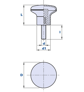 Pilzgriff mit Gewindestift