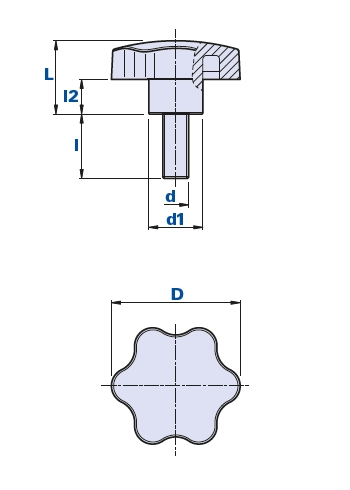 Sechssterngriff mit Gewindestift