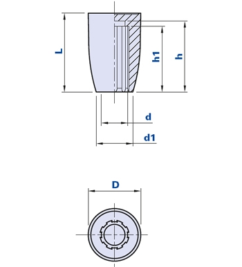Konusgriff mit glattem Sackloch
