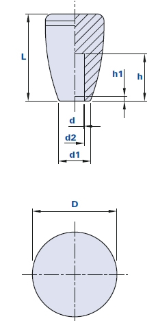 Bouton conique avec trou lisse borgne