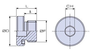 Bouchon à tête cylindrique à six pans creux et joint en caoutchouc